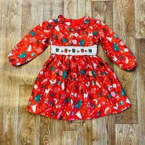 ❌SOLD❌Bonnie Jean Girls Smocked Red Christmas Holiday Dress size 4